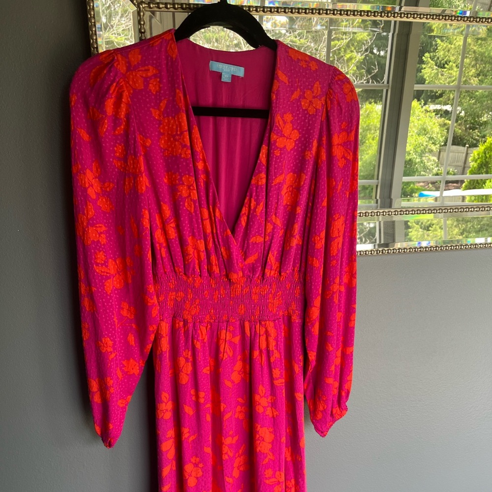 Draper James Pink and Orange Floral Long Sleeve Dress